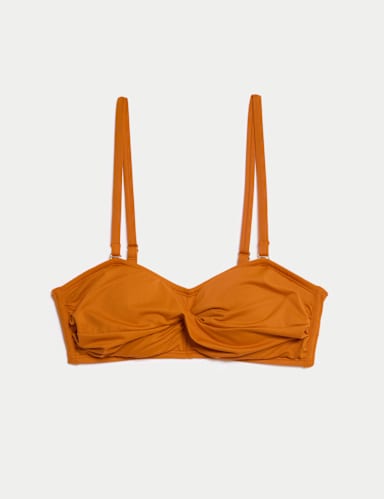 Padded Twist Front Bandeau Bikini Top.