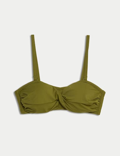 Padded Twist Front Bandeau Bikini Top.