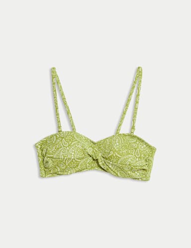 Printed Padded Bandeau Bikini Top.