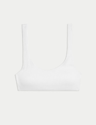 Ribbed Padded Scoop Neck Bikini Top.