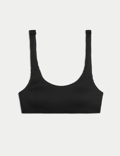 Ribbed Padded Scoop Neck Bikini Top.
