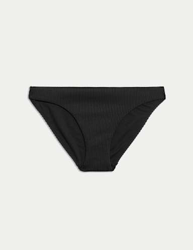 Ribbed High Leg Bikini Bottoms.