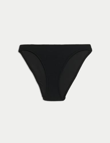 Textured High Leg Bikini Bottoms.