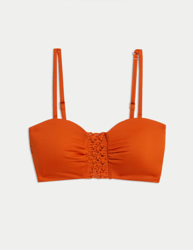 Macramé Detail Padded Bandeau Bikini Top.
