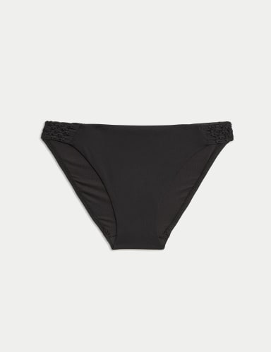 Macrame Detail High Leg Bikini Bottoms.