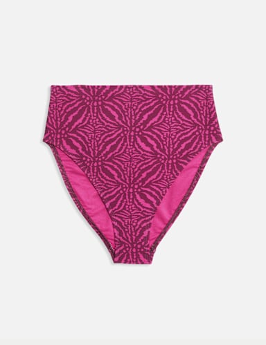 Printed High Waisted Bikini Bottoms.