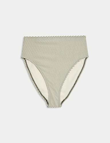 Printed High Waisted Bikini Bottoms.