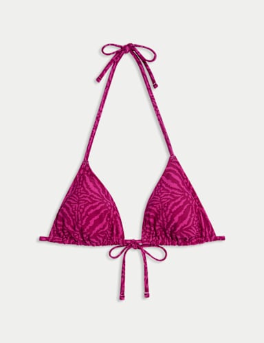Printed Halterneck Triangle Bikini Top.