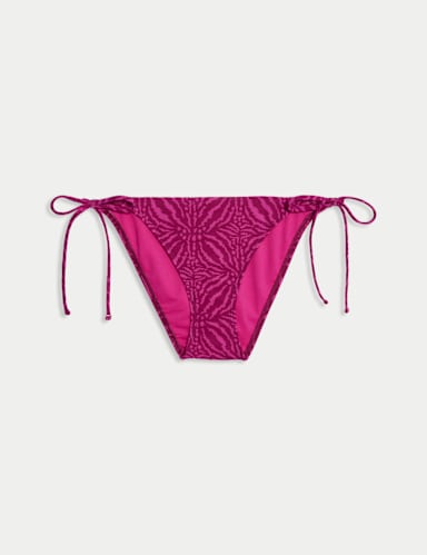 Animal Print Tie Side Bikini Bottoms.