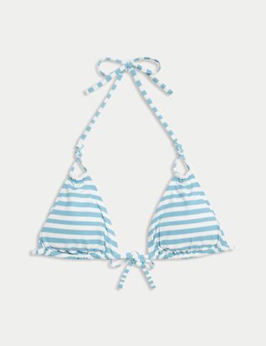 Printed Knot Front Triangle Bikini Top.