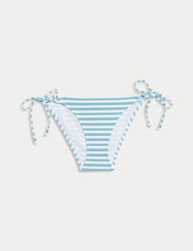 Printed Tie Side Bikini Bottoms.