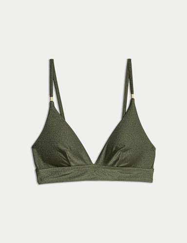 Padded Trim Detail Plunge Bikini Top.