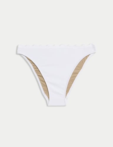 Neoprene Scallop High Leg Bikini Bottoms.
