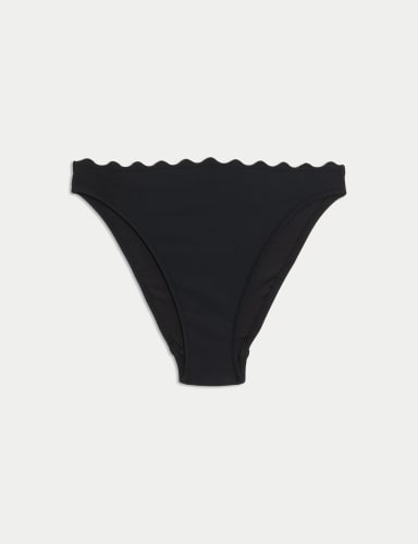 Neoprene Scallop High Leg Bikini Bottoms.