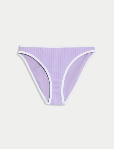 Ribbed Tipped High Leg Bikini Bottoms.