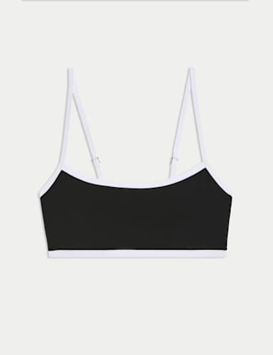 Contrast Trim Scoop Neck Bikini Top.