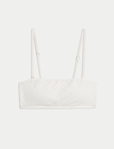 Broderie Square Neck Bandeau Bikini Top.