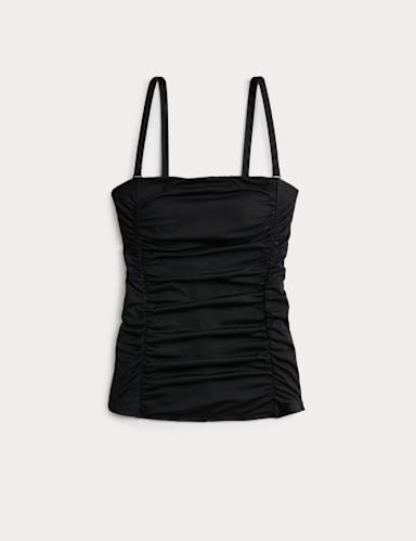 Square Neck Tummy Control Ruched Tankini.
