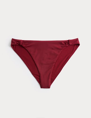 Ruched High Leg Bikini Bottoms.
