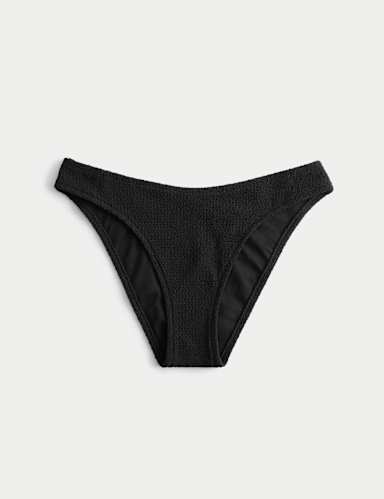 Textured V-Front Bikini Bottoms.