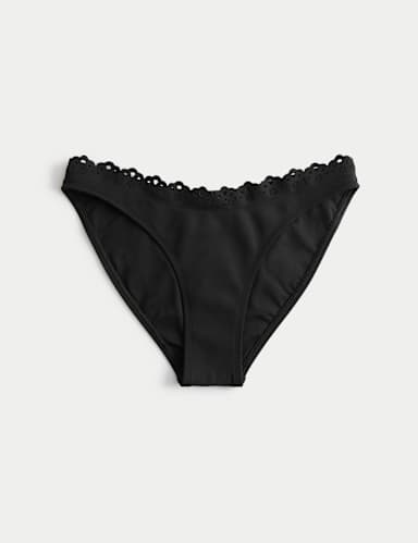 Sculpt Broderie Trim High Leg Bikini Bottoms.