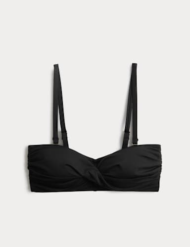 Padded Twist Front Bandeau Bikini Top.