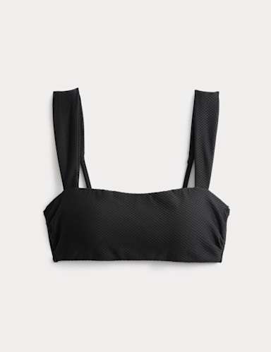 Textured Honeycomb Padded Square Neck Bikini Top.