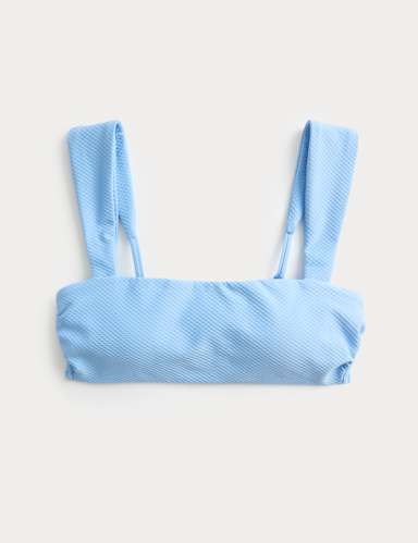 Textured Honeycomb Padded Square Neck Bikini Top.