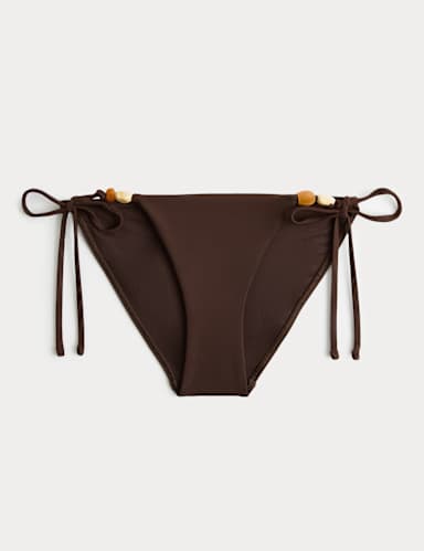 Beaded Tie Side Bikini Bottoms.
