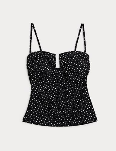 Spot Print Padded U-Wire Tankini Top.