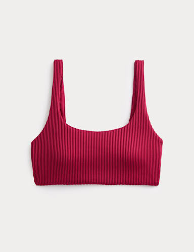 Ribbed Scoop Neck Bikini Top.