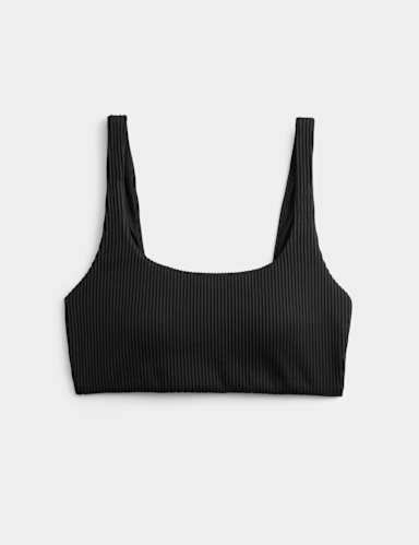 Ribbed Scoop Neck Bikini Top.