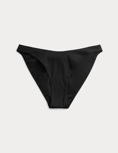 Ribbed High Leg Bikini Bottoms.