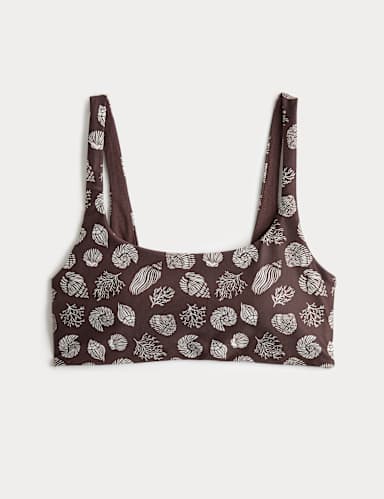 Printed Scoop Neck Bikini Top.