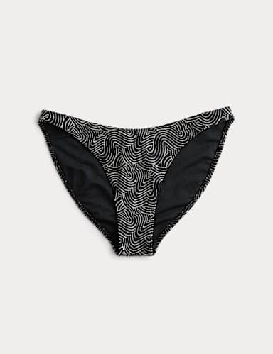 Printed High Leg Bikini Bottoms.