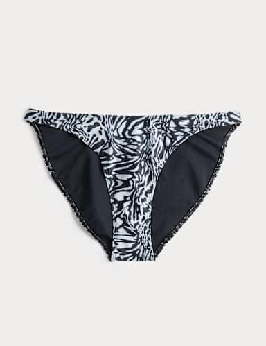 Printed High Leg Bikini Bottoms.