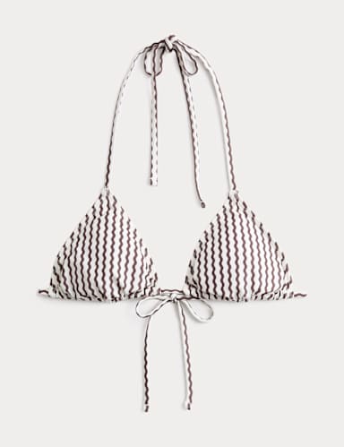 Printed Padded Halterneck Triangle Bikini Top.