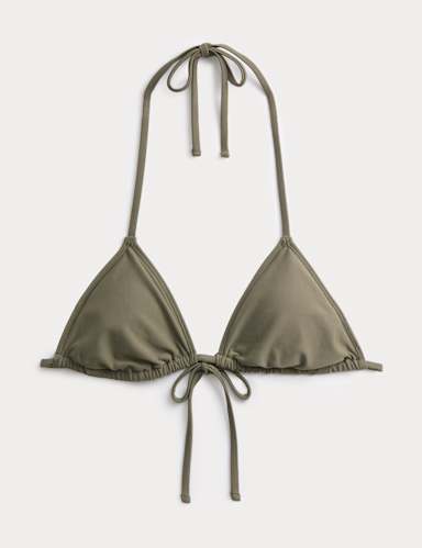 Padded Halterneck Triangle Bikini Top.