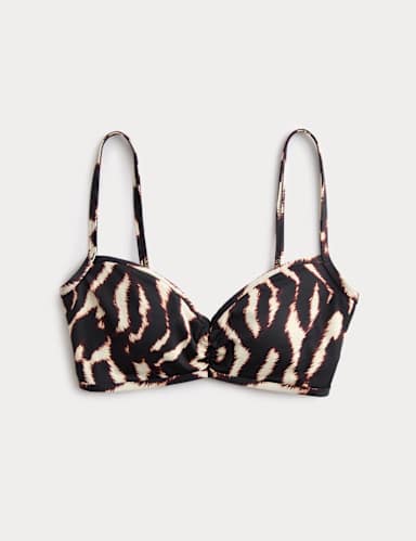 Printed Plunge Bikini Top.