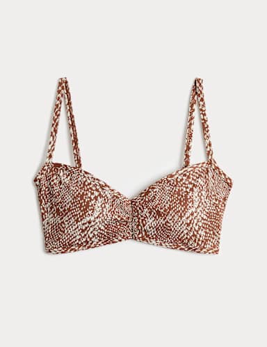 Printed Plunge Bikini Top.
