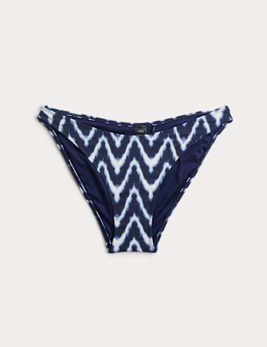 Printed High Leg Bikini Bottoms.