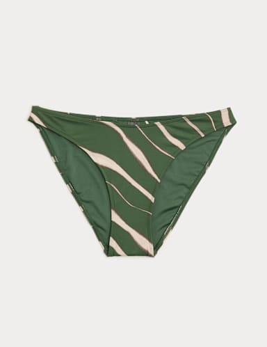 Printed High Leg Bikini Bottoms.