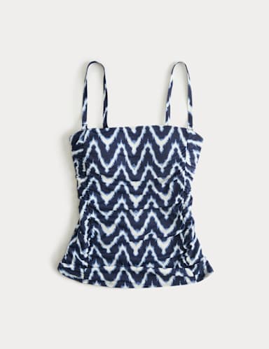 Tummy Control Printed Ruched Tankini.