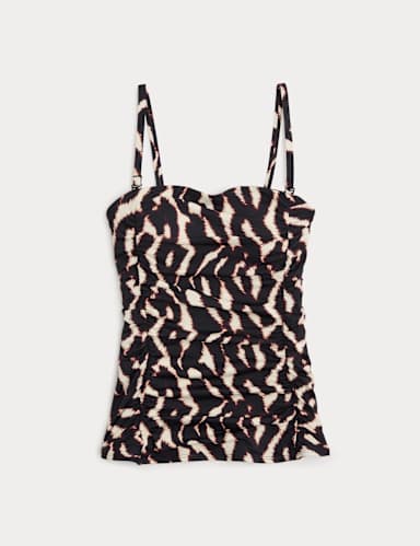 Tummy Control Printed Ruched Tankini.
