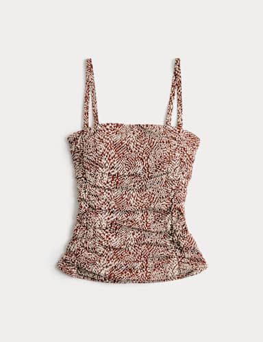 Tummy Control Printed Ruched Tankini.