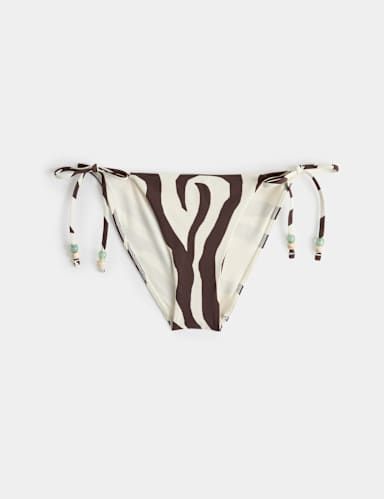 Animal Print Tie Side Bikini Bottoms.