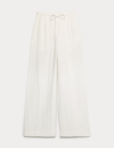 Pure Cotton Drawstring Beach Trousers.