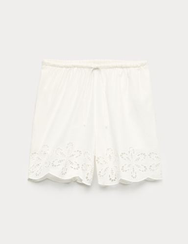 Pure Cotton Embroidered Beach Shorts.