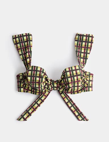 Checked Padded Wired Bikini Top.