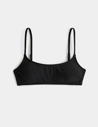 Padded Cropped Scoop Neck Bikini Top.